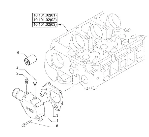 504263917 - Ремкомплект термостата (корпус термоэлем.) ДВС Cursor10/13 T9,T9.505/St., CR, Str., Tr.